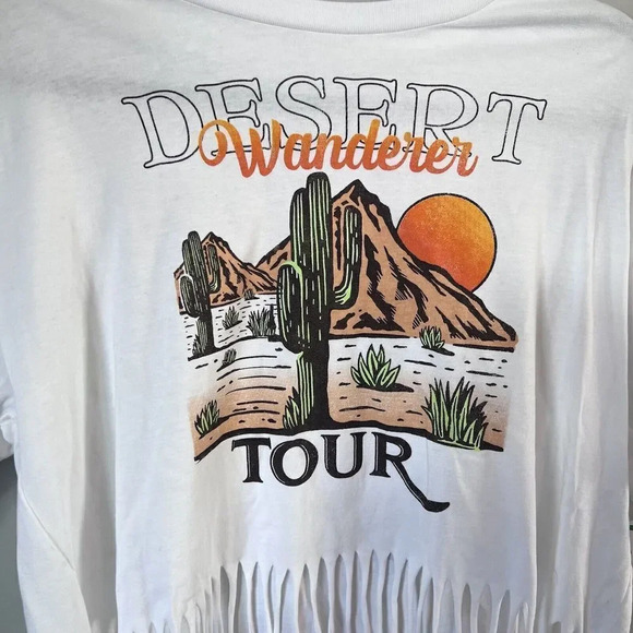 Organic Generations Desert Wanderer California Tour T-Shirt Crop Fringe NWT - Picture 2 of 5